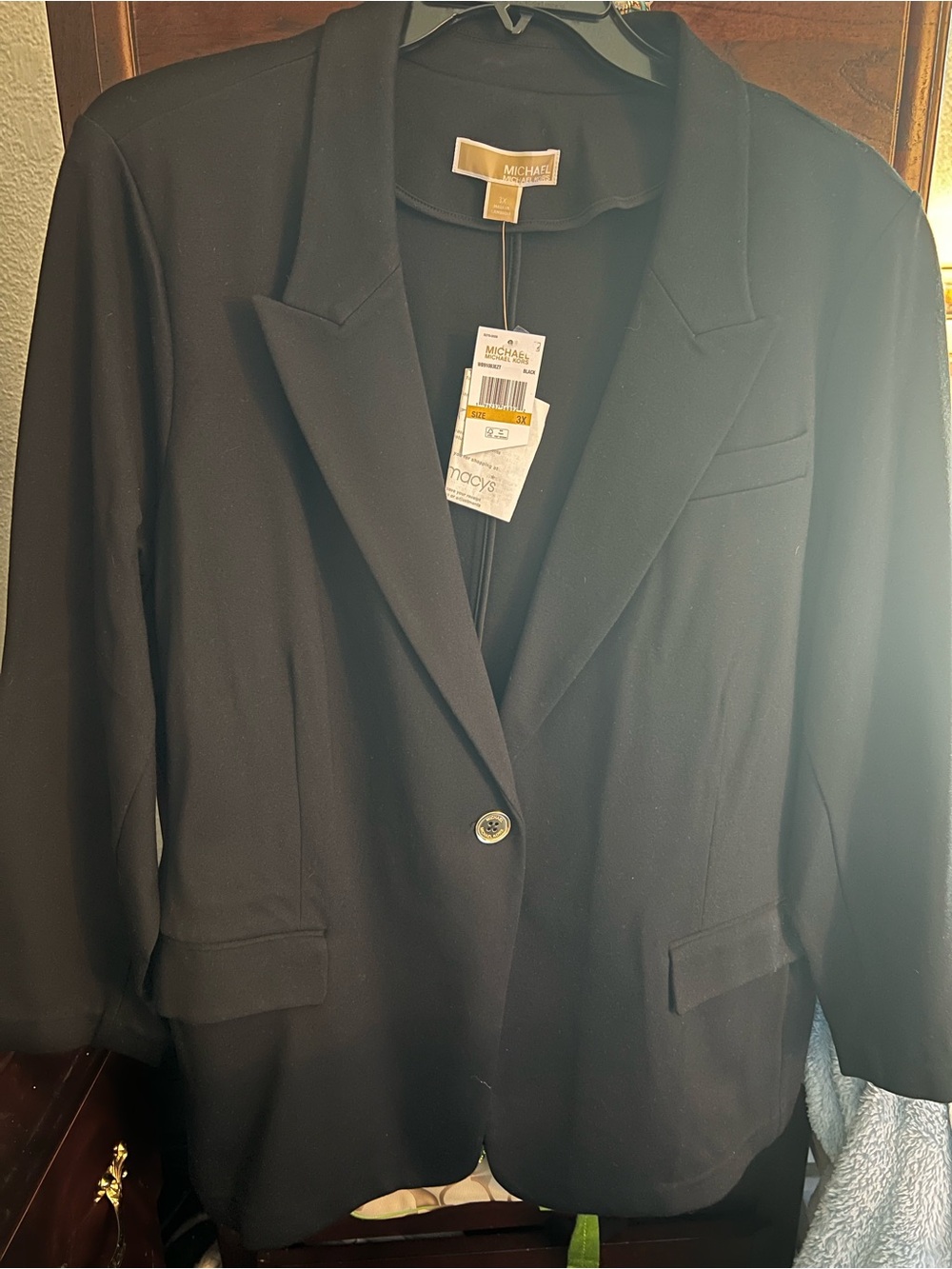 Michael Kors Black Single-Button Notch Lapel Blazer